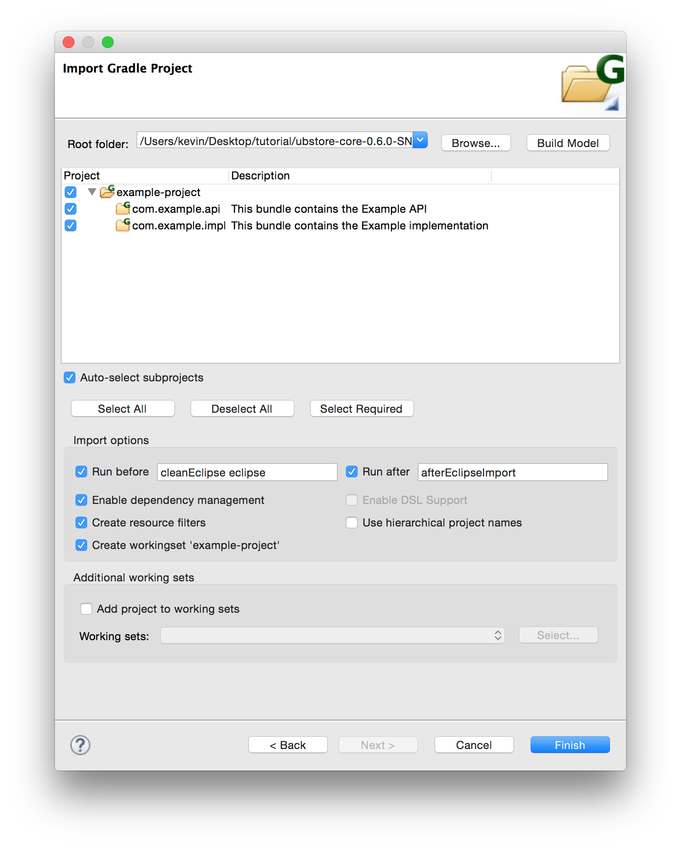 Import Gradle Project Window